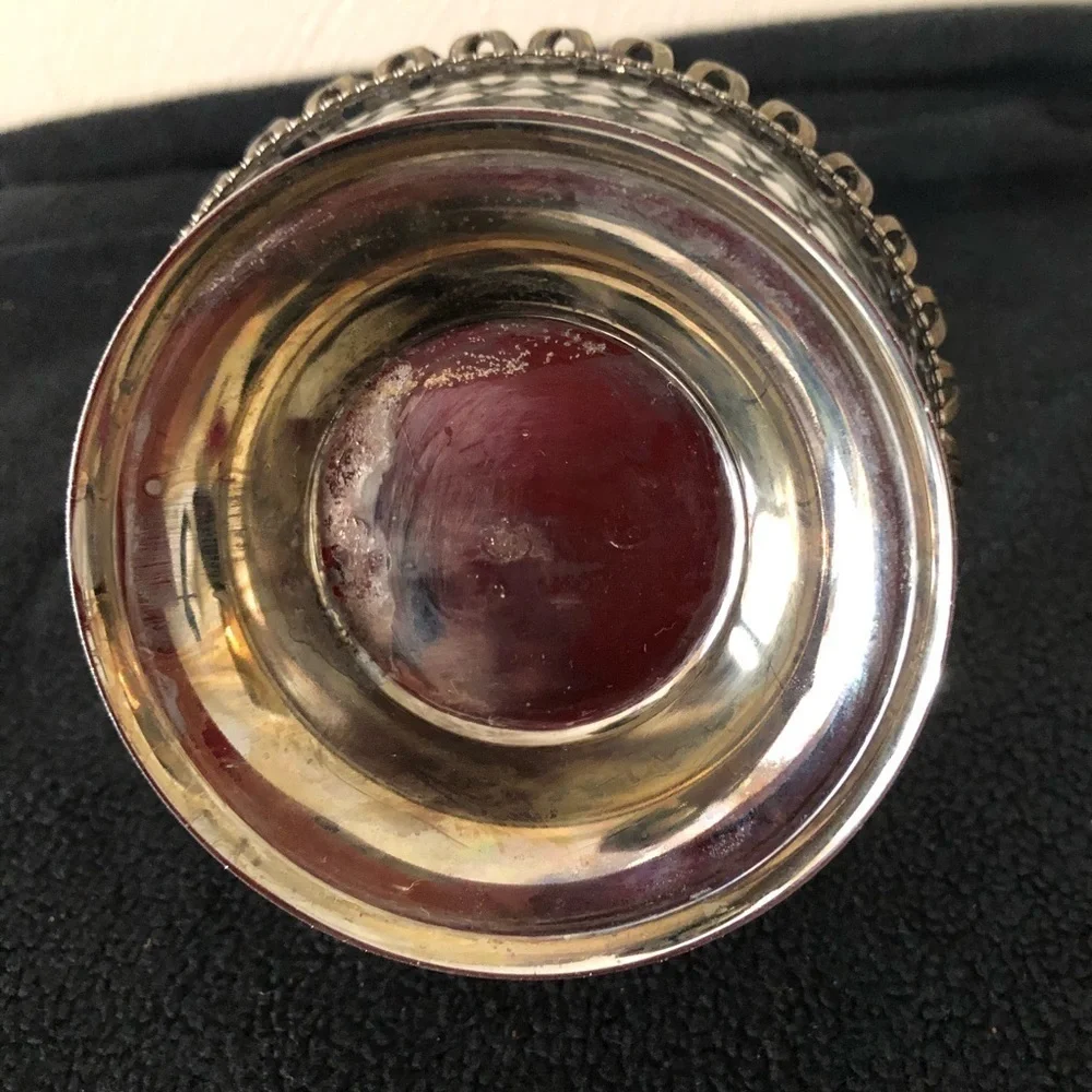 Vintage Silver Plated Candy Dish with Glass Bowl